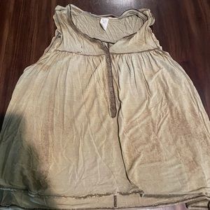 Free people loose distressed green tank top